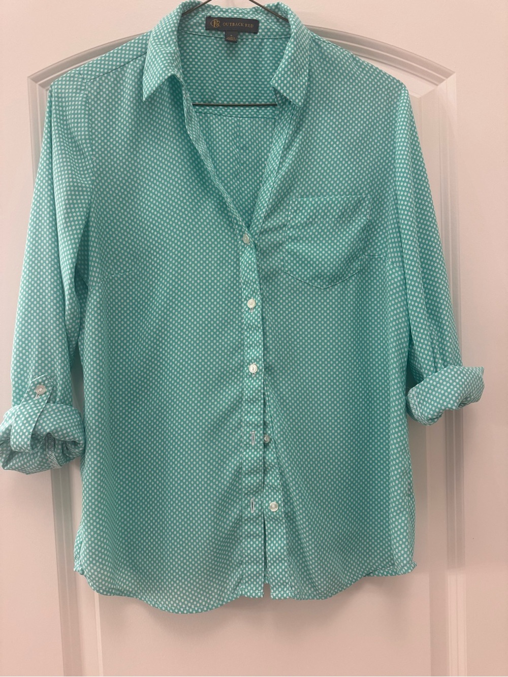 Outback Red Mint Green Polka Dot Button-Down Shirt